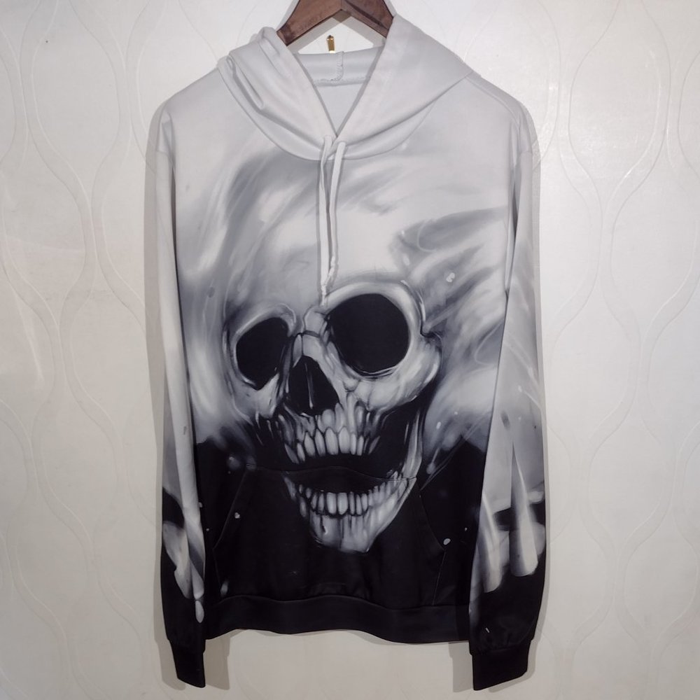 Skull Graphic Hoodie All Over Print Size XL Adults - Picture 1 of 13